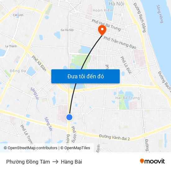 Phường Đồng Tâm to Hàng Bài map