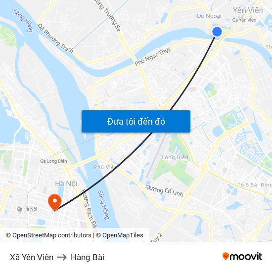 Xã Yên Viên to Hàng Bài map