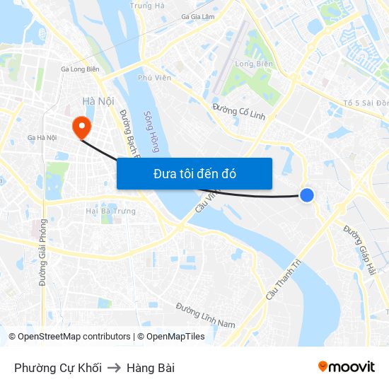 Phường Cự Khối to Hàng Bài map