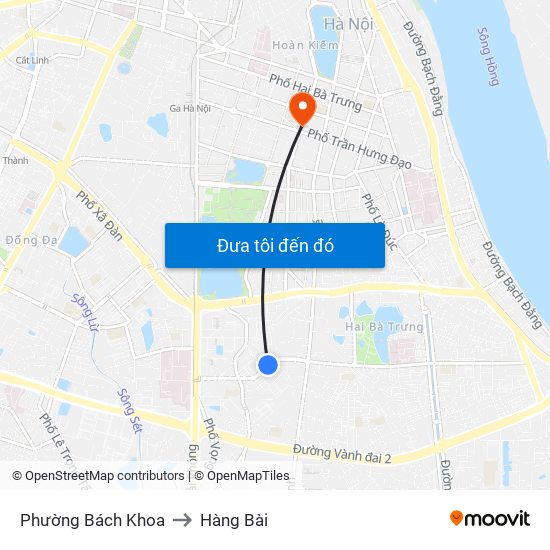 Phường Bách Khoa to Hàng Bài map