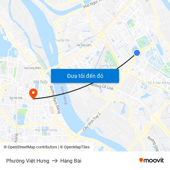 Phường Việt Hưng to Hàng Bài map