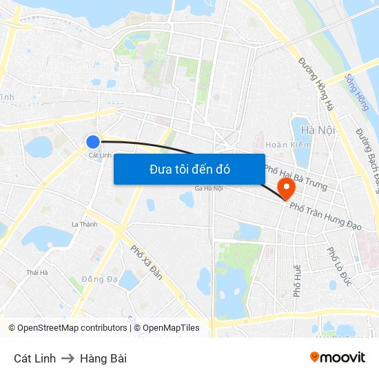Cát Linh to Hàng Bài map