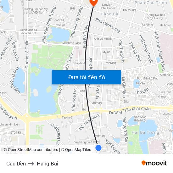 Cầu Dền to Hàng Bài map