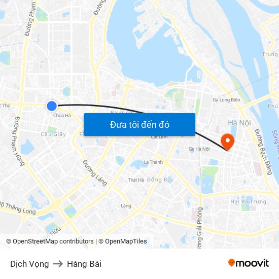 Dịch Vọng to Hàng Bài map