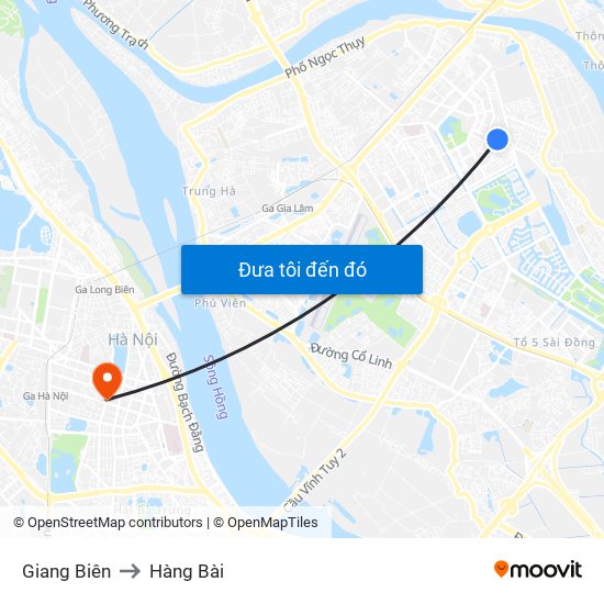 Giang Biên to Hàng Bài map
