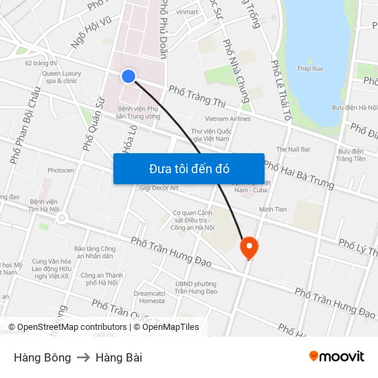 Hàng Bông to Hàng Bài map