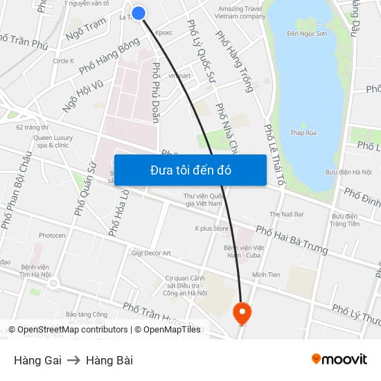 Hàng Gai to Hàng Bài map