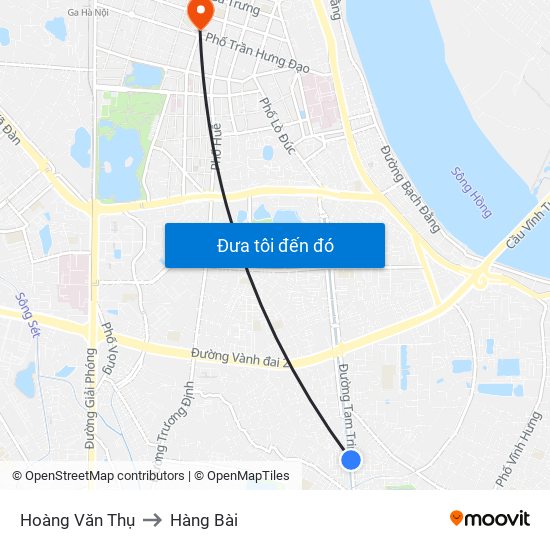 Hoàng Văn Thụ to Hàng Bài map