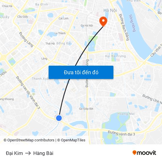 Đại Kim to Hàng Bài map