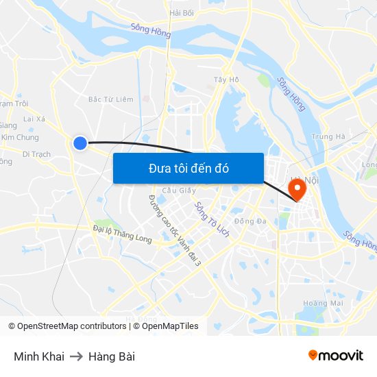 Minh Khai to Hàng Bài map