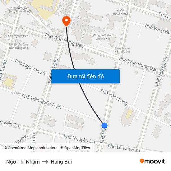 Ngô Thì Nhậm to Hàng Bài map