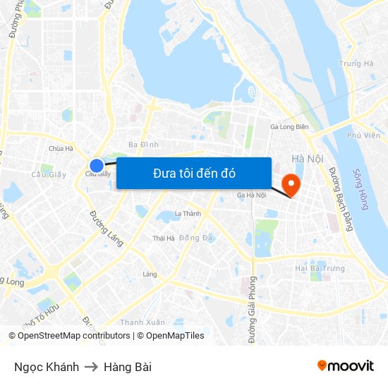 Ngọc Khánh to Hàng Bài map