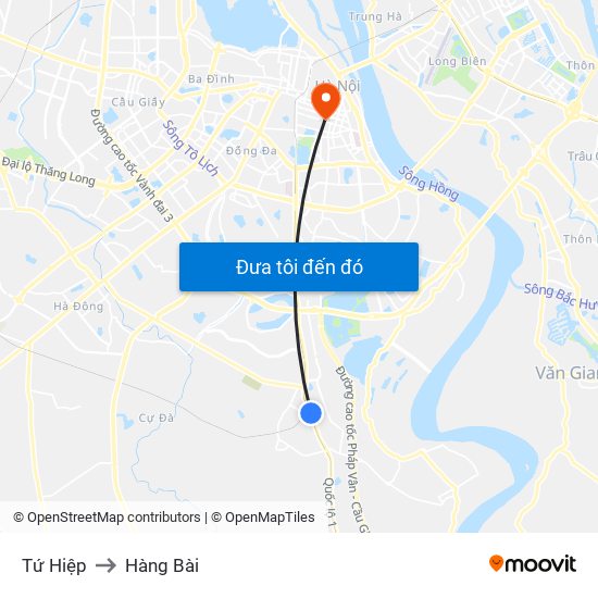 Tứ Hiệp to Hàng Bài map