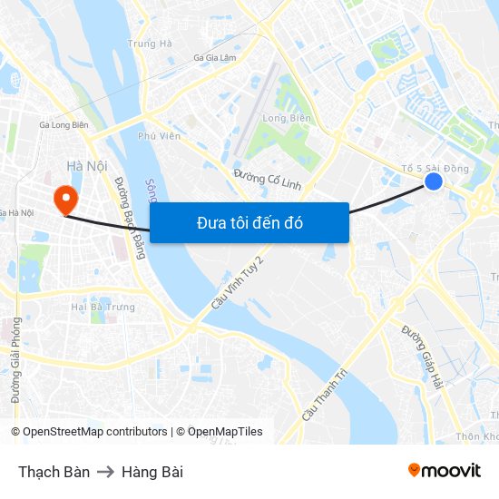 Thạch Bàn to Hàng Bài map