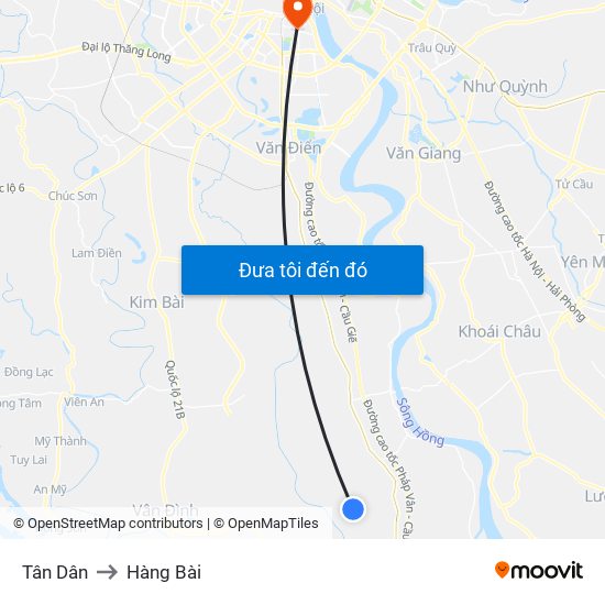 Tân Dân to Hàng Bài map