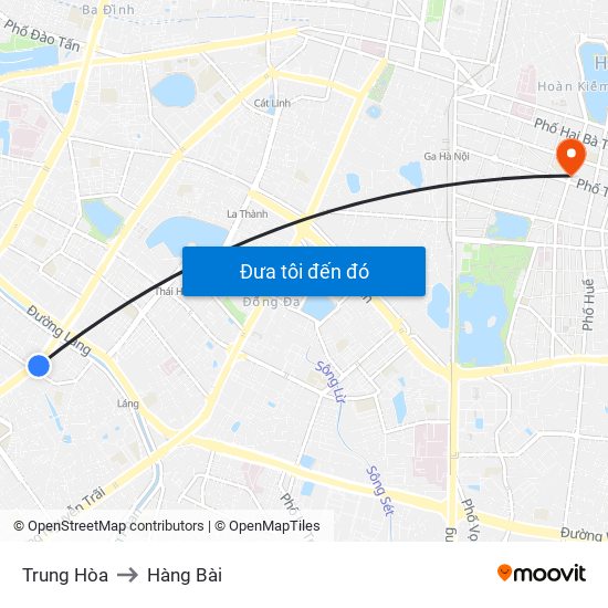 Trung Hòa to Hàng Bài map