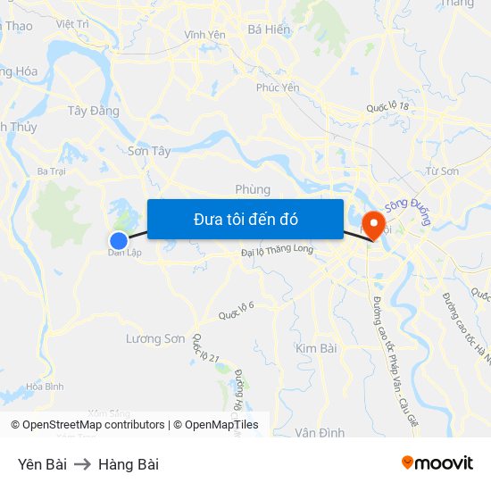 Yên Bài to Hàng Bài map