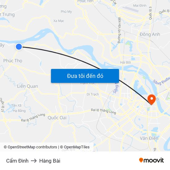 Cẩm Đình to Hàng Bài map