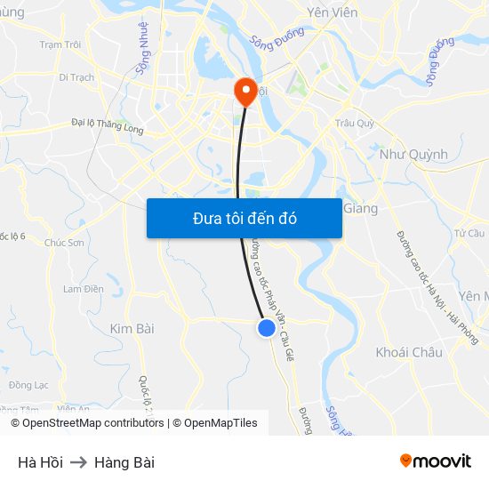 Hà Hồi to Hàng Bài map