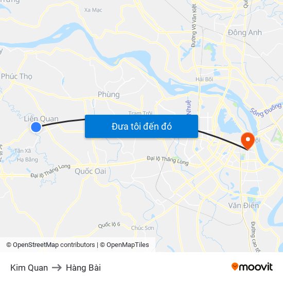 Kim Quan to Hàng Bài map