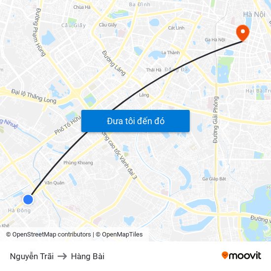 Nguyễn Trãi to Hàng Bài map