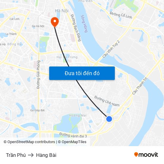 Trần Phú to Hàng Bài map