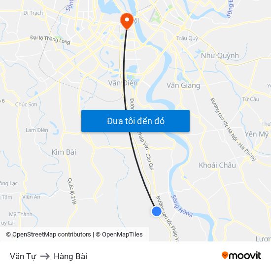 Văn Tự to Hàng Bài map