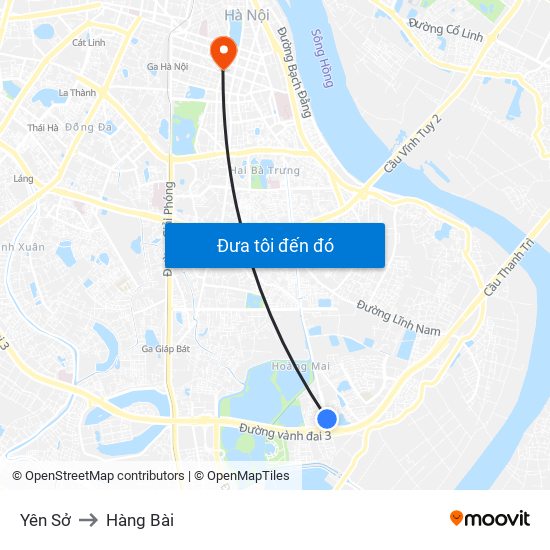 Yên Sở to Hàng Bài map