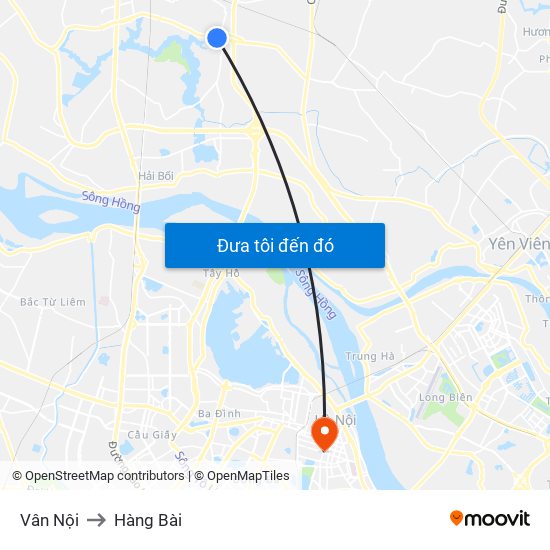 Vân Nội to Hàng Bài map