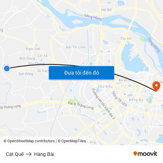 Cát Quế to Hàng Bài map