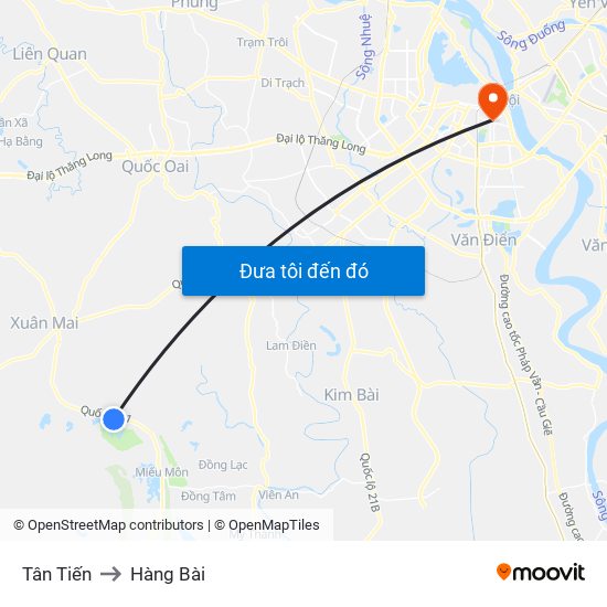 Tân Tiến to Hàng Bài map