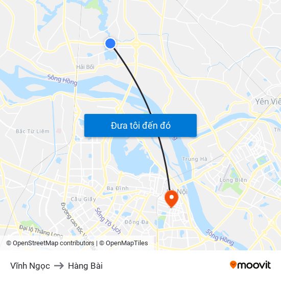 Vĩnh Ngọc to Hàng Bài map