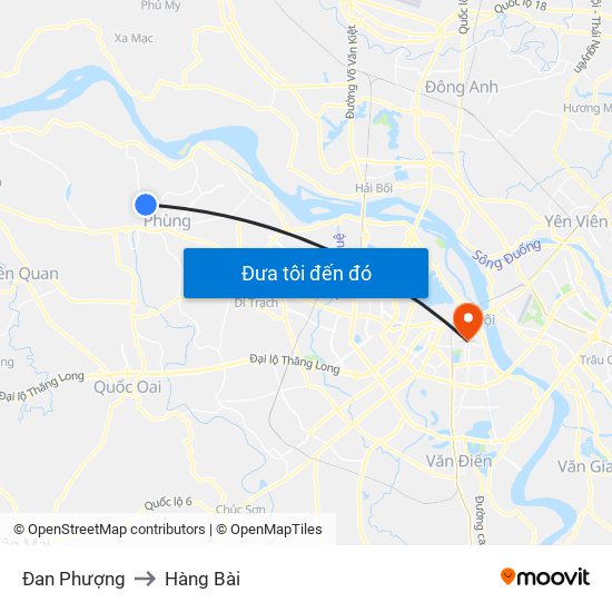 Đan Phượng to Hàng Bài map