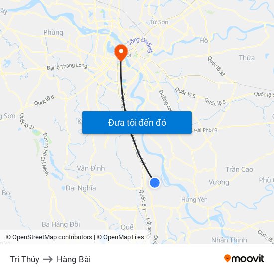 Tri Thủy to Hàng Bài map