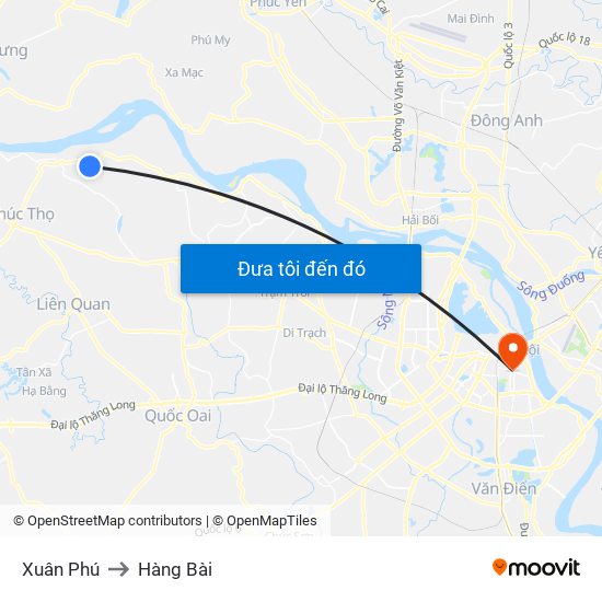 Xuân Phú to Hàng Bài map