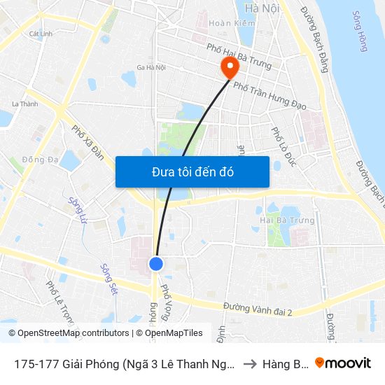 175-177 Giải Phóng (Ngã 3 Lê Thanh Nghị) to Hàng Bài map