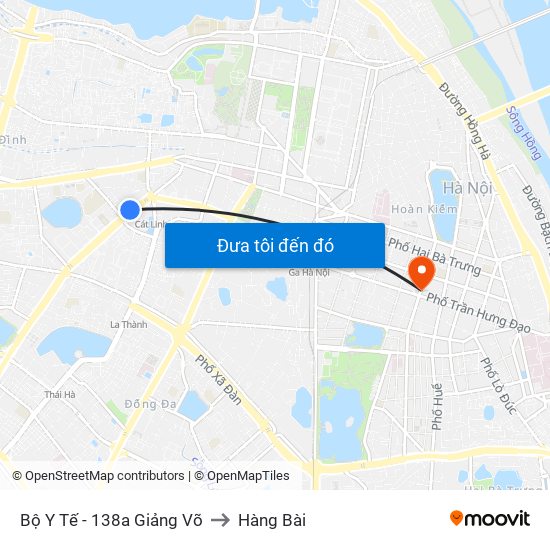 Bộ Y Tế - 138a Giảng Võ to Hàng Bài map