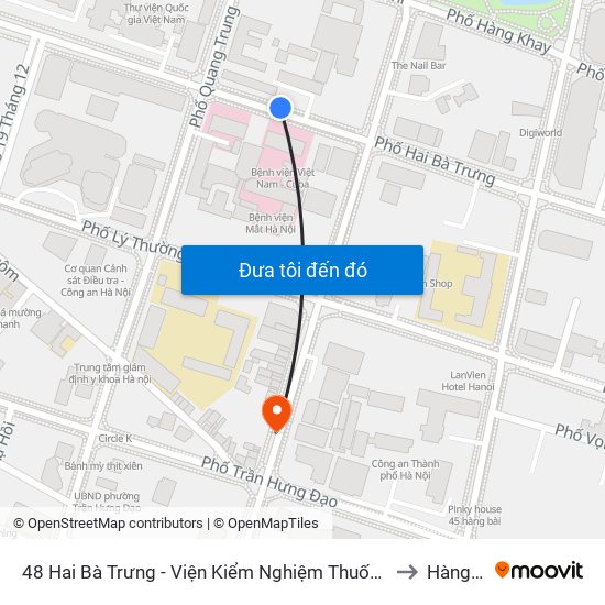 48 Hai Bà Trưng - Viện Kiểm Nghiệm Thuốc Trung Ương to Hàng Bài map