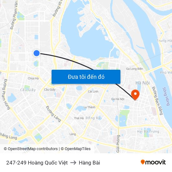 247-249 Hoàng Quốc Việt to Hàng Bài map
