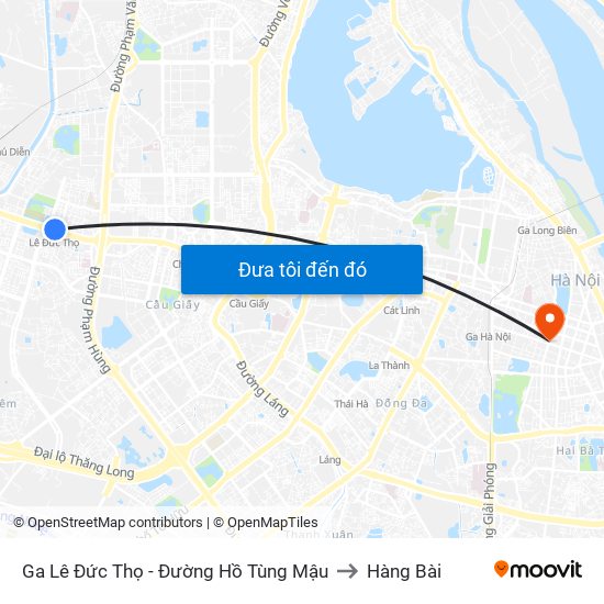 Ga Lê Đức Thọ - Đường Hồ Tùng Mậu to Hàng Bài map
