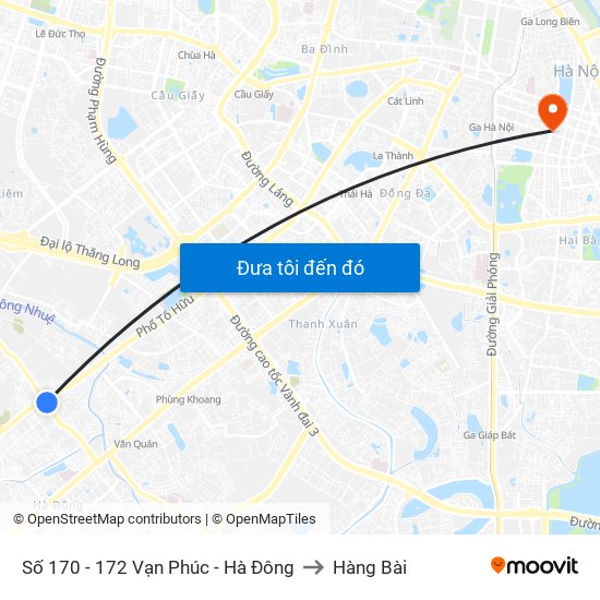 Số 170 - 172 Vạn Phúc - Hà Đông to Hàng Bài map