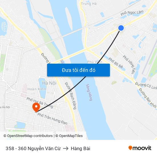 358 - 360 Nguyễn Văn Cừ to Hàng Bài map