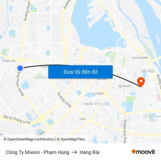 Công Ty Miwon - Phạm Hùng to Hàng Bài map