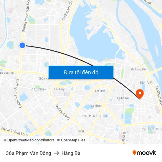 36a Phạm Văn Đồng to Hàng Bài map