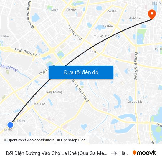 Đối Diện Đường Vào Chợ La Khê (Qua Ga Metro La Khê) - 405 Quang Trung (Hà Đông) to Hàng Bài map