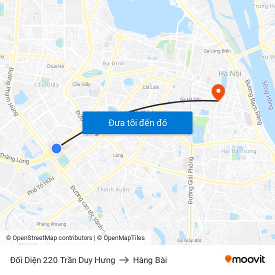 Đối Diện 220 Trần Duy Hưng to Hàng Bài map