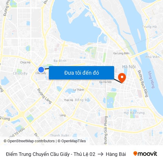 Điểm Trung Chuyển Cầu Giấy - Thủ Lệ 02 to Hàng Bài map