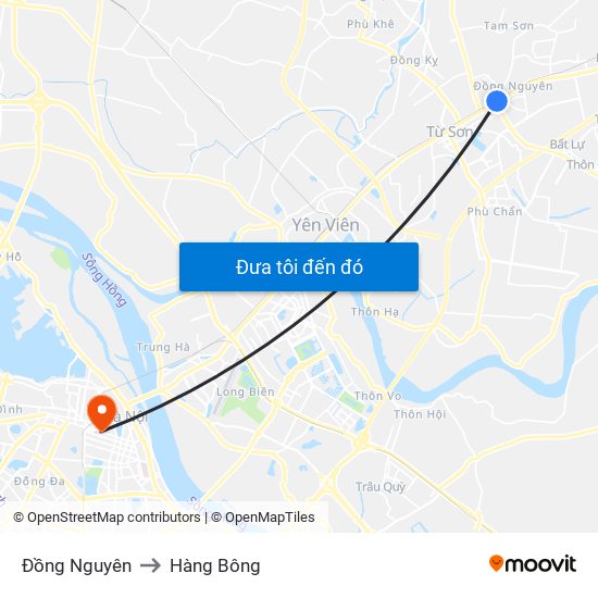 Đồng Nguyên to Hàng Bông map