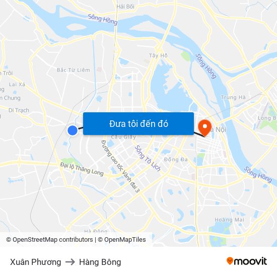 Xuân Phương to Hàng Bông map