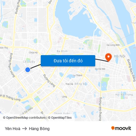Yên Hoà to Hàng Bông map